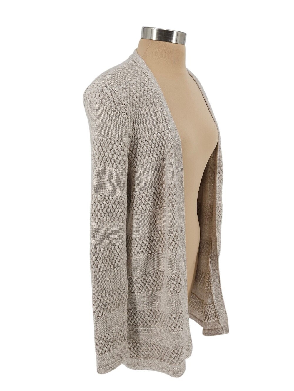 J.McLaughlin Maglee Cardigan Sweater Wool Beige Long Sleeve Open Front Medium